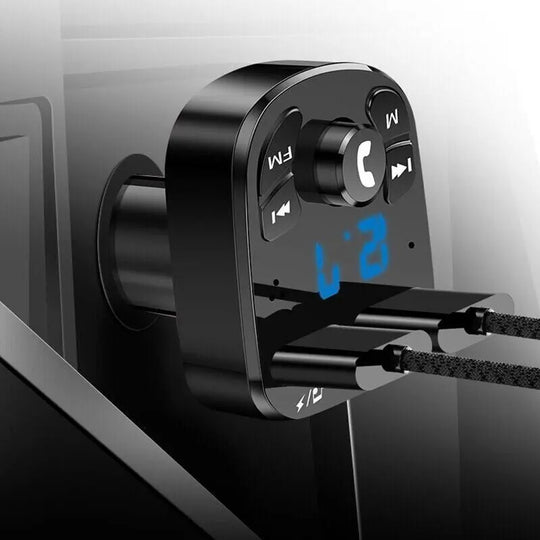Wireless Car Bluetooth FM Transmitter with Dual USB Charger - Hands-Free Calling & Music Streaming - MINIGRID