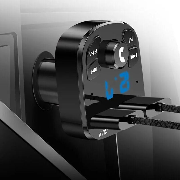 Wireless Car Bluetooth FM Transmitter with Dual USB Charger - Hands-Free Calling & Music Streaming - MINIGRID