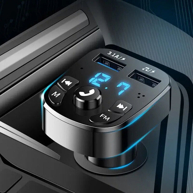 Wireless Car Bluetooth FM Transmitter with Dual USB Charger - Hands-Free Calling & Music Streaming - MINIGRID